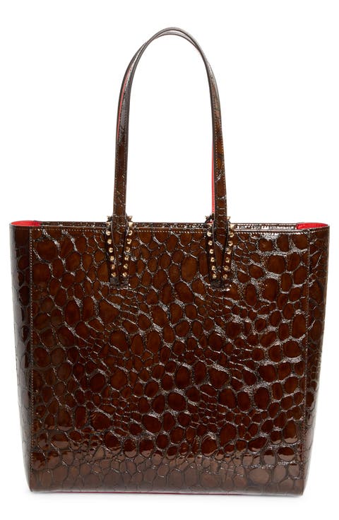 トートバッグ Christian Louboutin Tote Bag Cabata large - Tote bag - Calf leather and spikes - Black