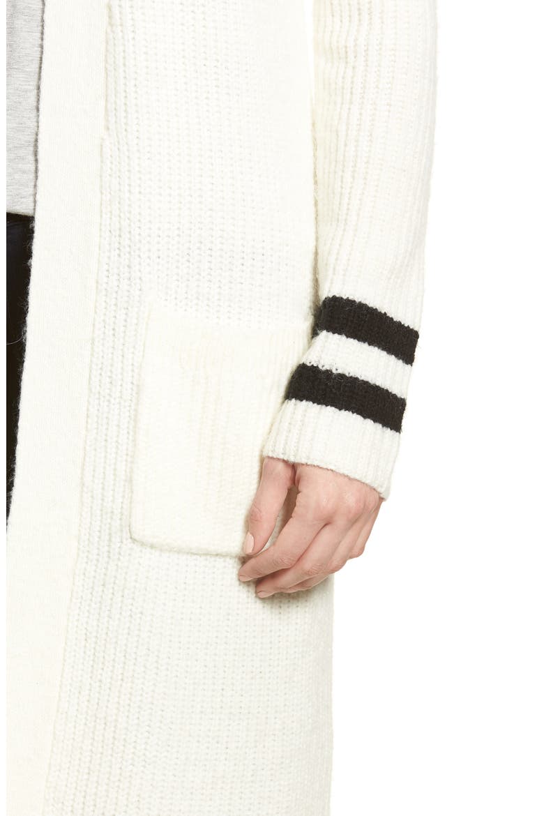Long Open Front Cardigan, Alternate, color, IVORY- BLACK