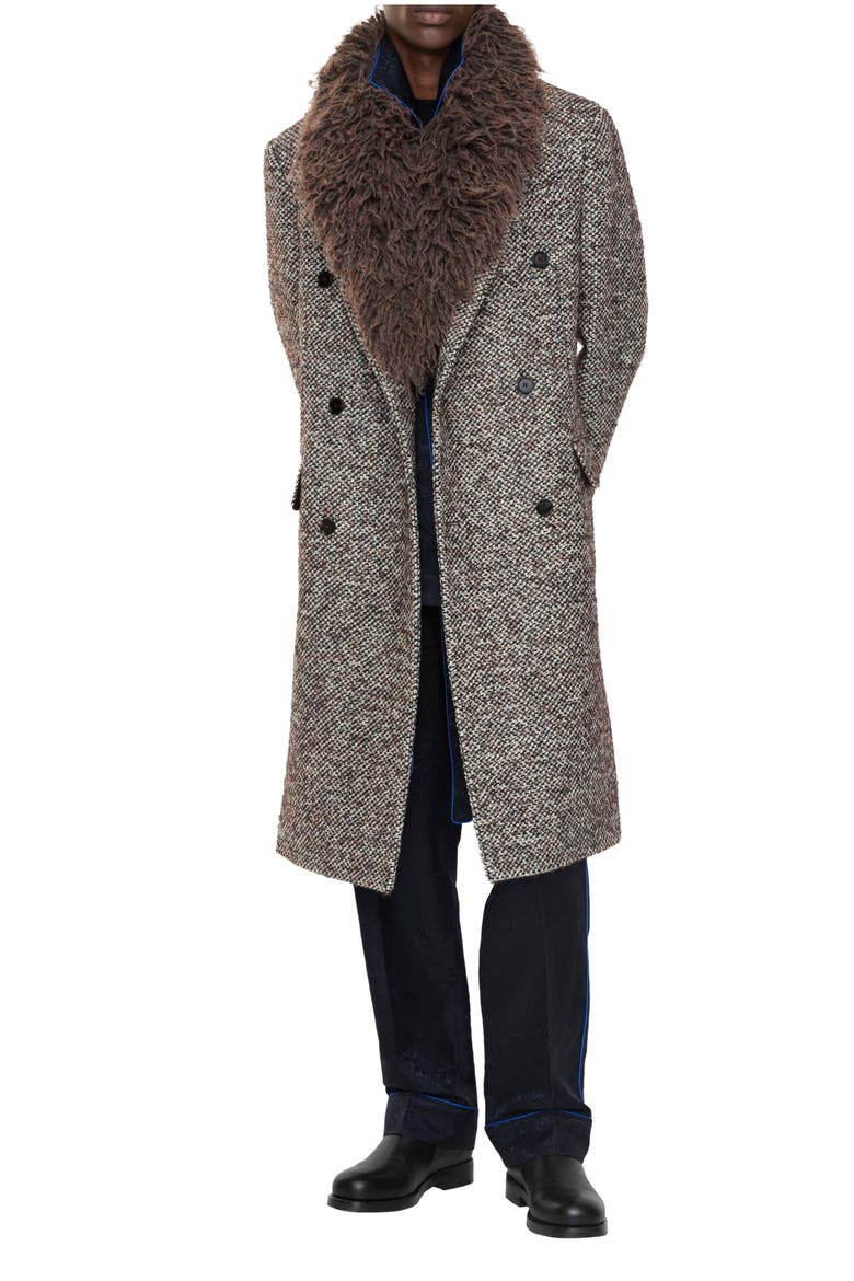 Wool Mohair Blend Tailored Coat, Main, color, Rice beige/raven grey