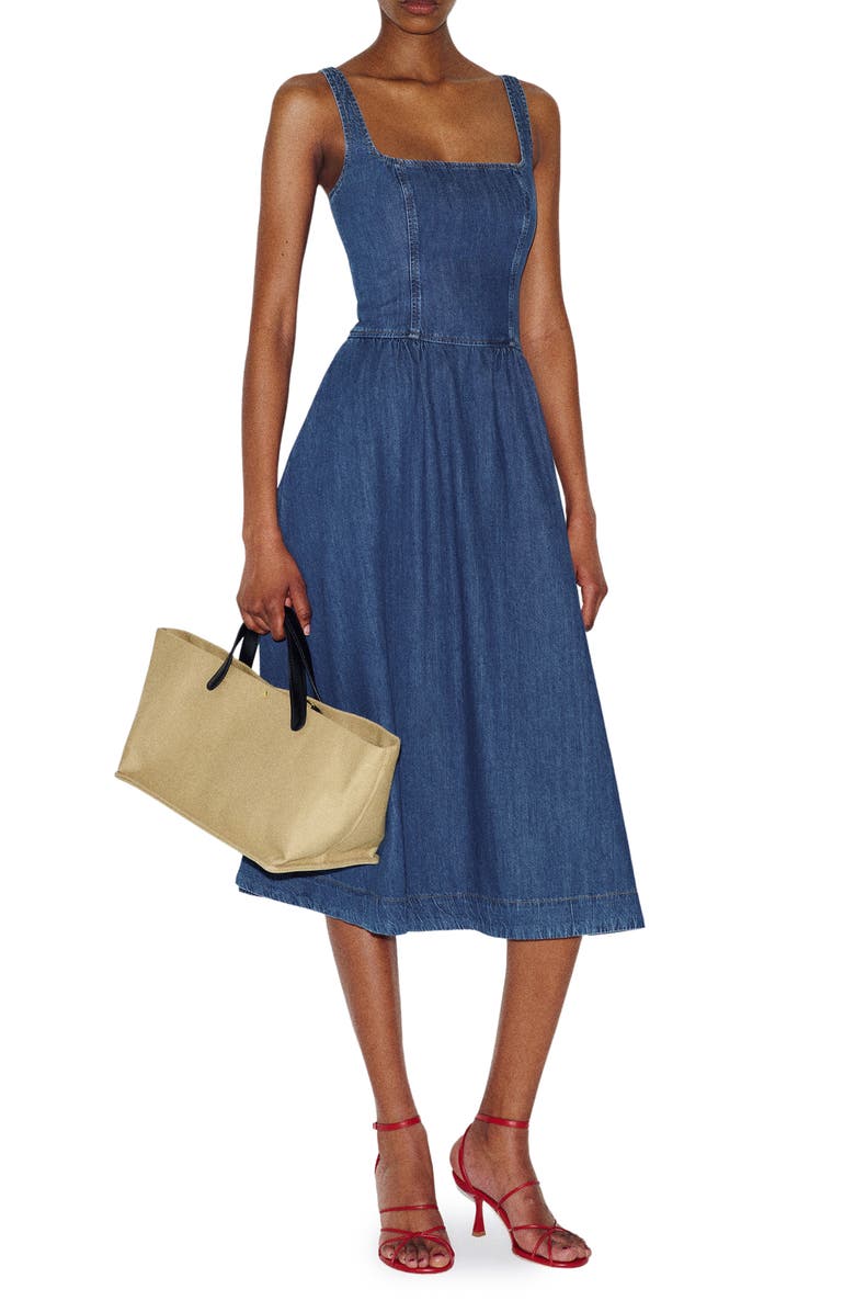 Reformation Janu Denim Midi Dress, Alternate, color, Morant