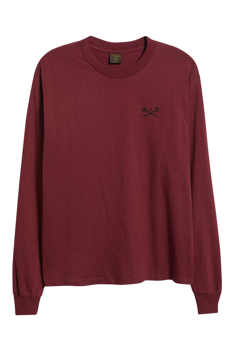 Go-To Embroidered Long Sleeve T-Shirt, Alternate, color, BURGUNDY