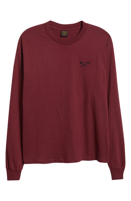 Dark Seas Go-to Embroidered Long Sleeve T-shirt In Burgundy