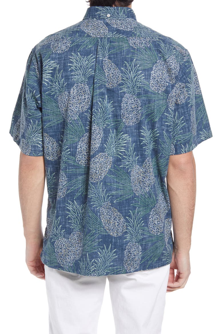 Hawaii Gold Regular Fit Short Sleeve Button-Down Shirt, Alternate, color, DRESS BLUES