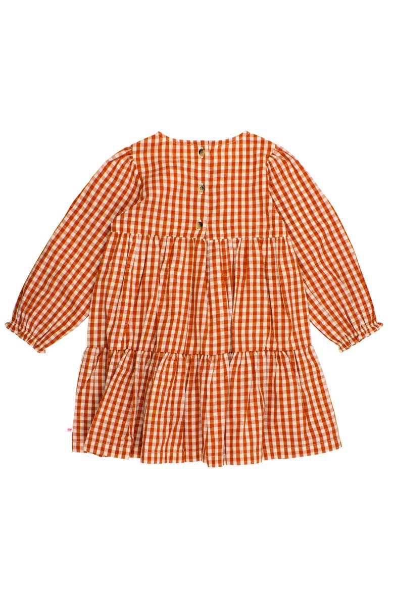 Woven Long Sleeve Tiered Twirl Dress, Alternate, color, Classic Rust Gingham