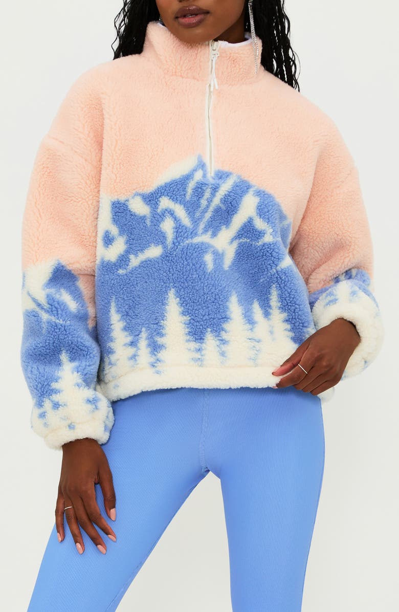 Beach Riot Leona High Pile Fleece Half Zip Pullover, Main, color,