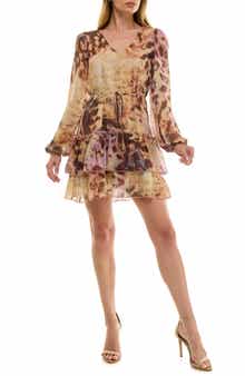 Socialite Long Sleeve Ruffle Tiered Minidress