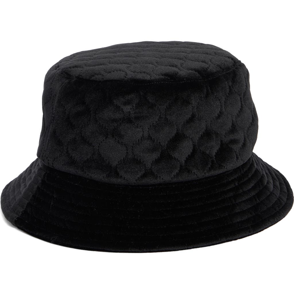 Steve Madden Quilted Velvet Bucket Hat In Black