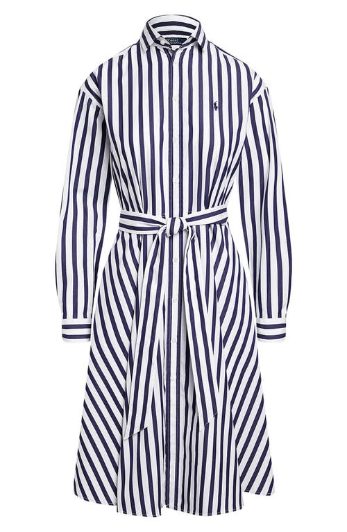 Polo Ralph Lauren Stripe Long Sleeve Cotton Shirtdress In White
