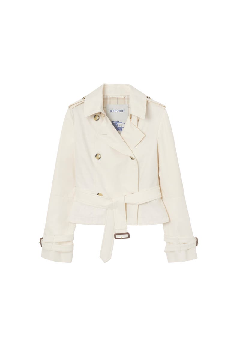 Cropped Tropical Gabardine Swarby Trench Jacket, Alternate, color, Tundra white
