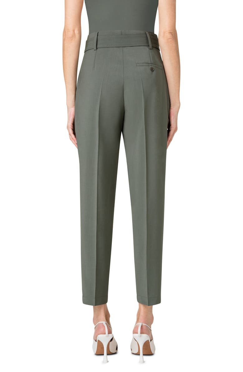 Akris punto Fred Belted Stretch Virgin Wool Trousers, Alternate, color, 