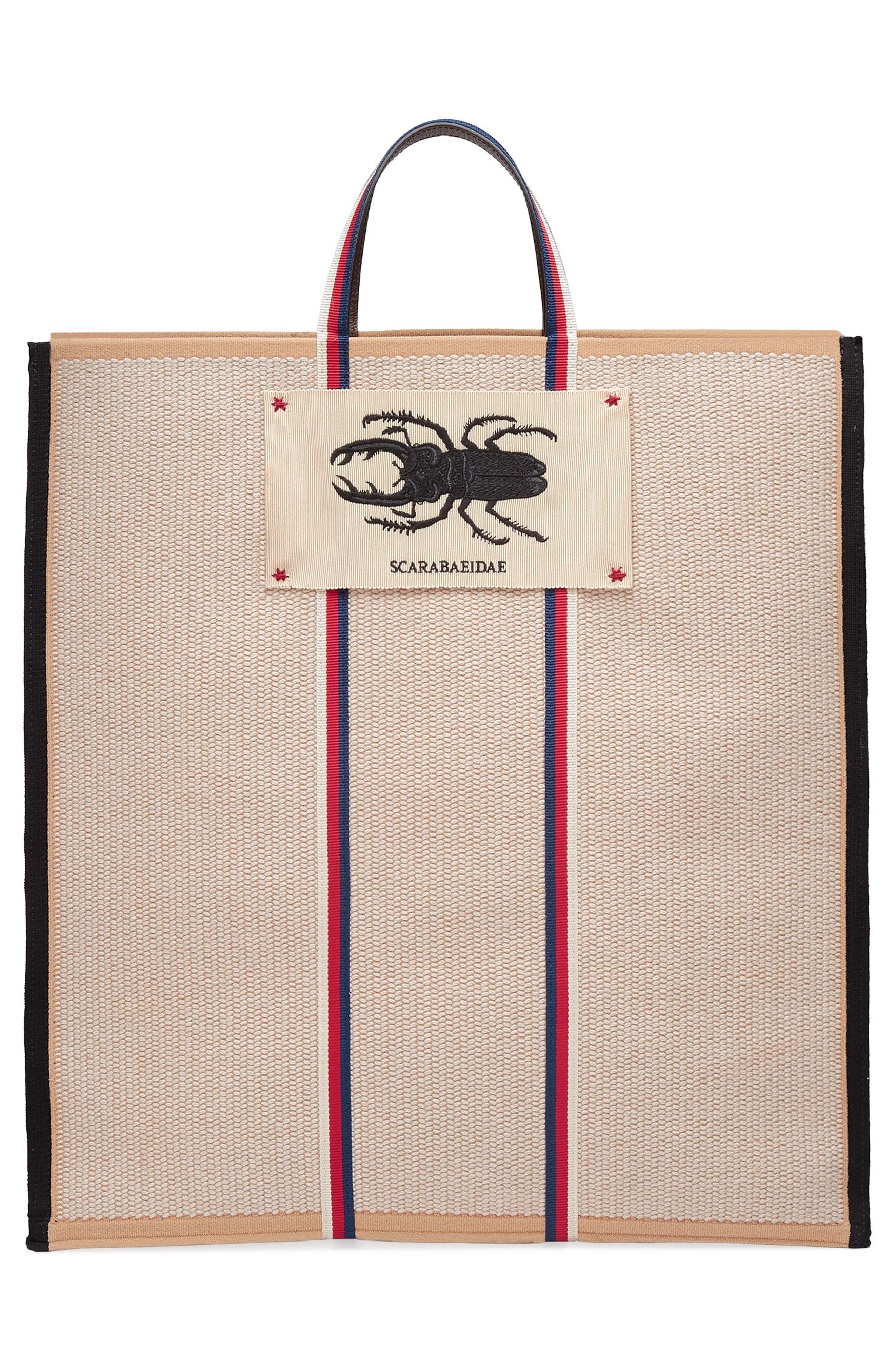 Embroidered Poppies Canvas Top Handle Tote, Alternate, color, FLORAL MULTI
