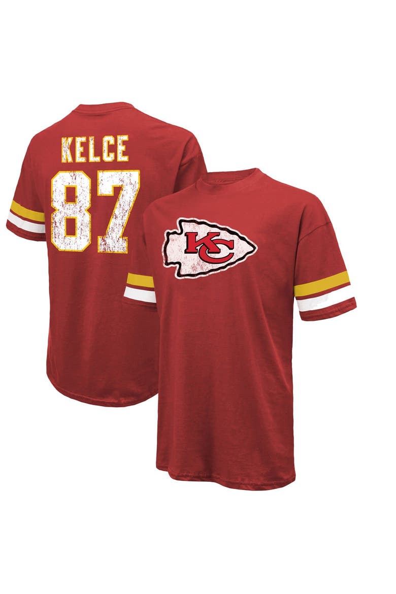 Men's Majestic Threads Travis Kelce Red Kansas City Chiefs Name & Number Oversize Fit T-Shirt, Main, color, Red