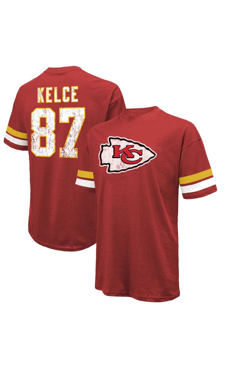 Majestic Threads Men's Majestic Threads Travis Kelce Red Kansas City Chiefs Name & Number Oversize Fit T-Shirt, Main, color, Red