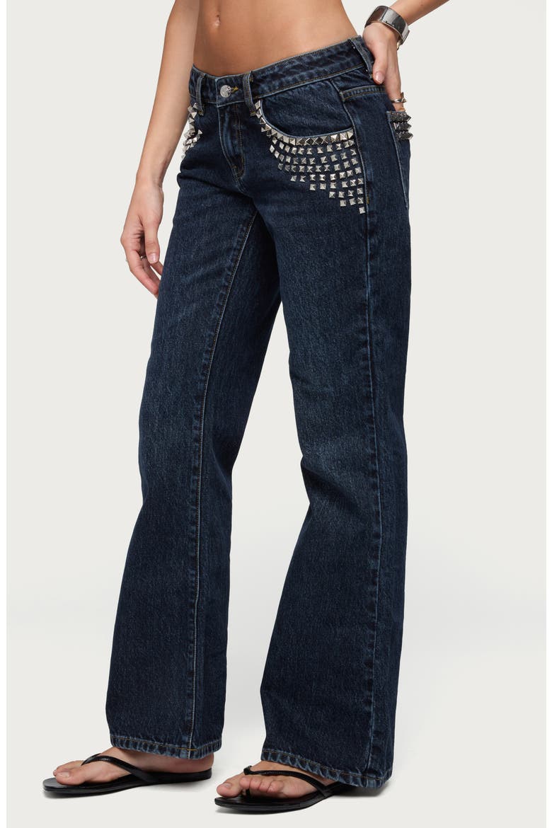 Tyler Stud Bootcut Jeans, Alternate, color, BLUE-WASHED