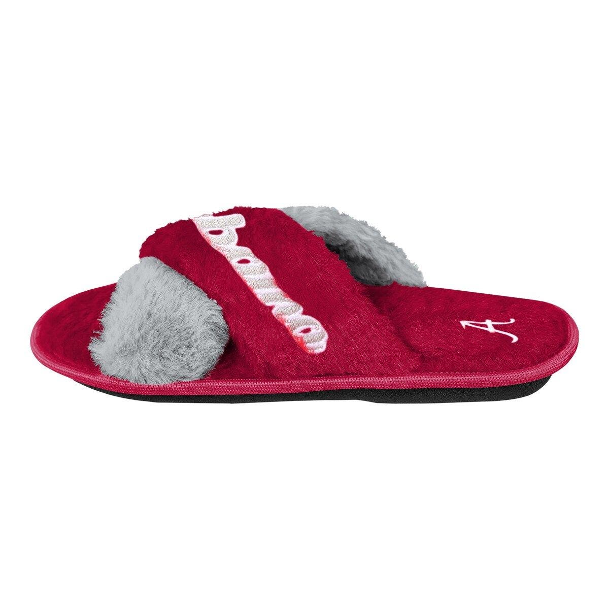 FOCO Women's FOCO Crimson Alabama Crimson Tide Two-Tone Crossover Faux Fur Slide Slippers, Alternate, color, 