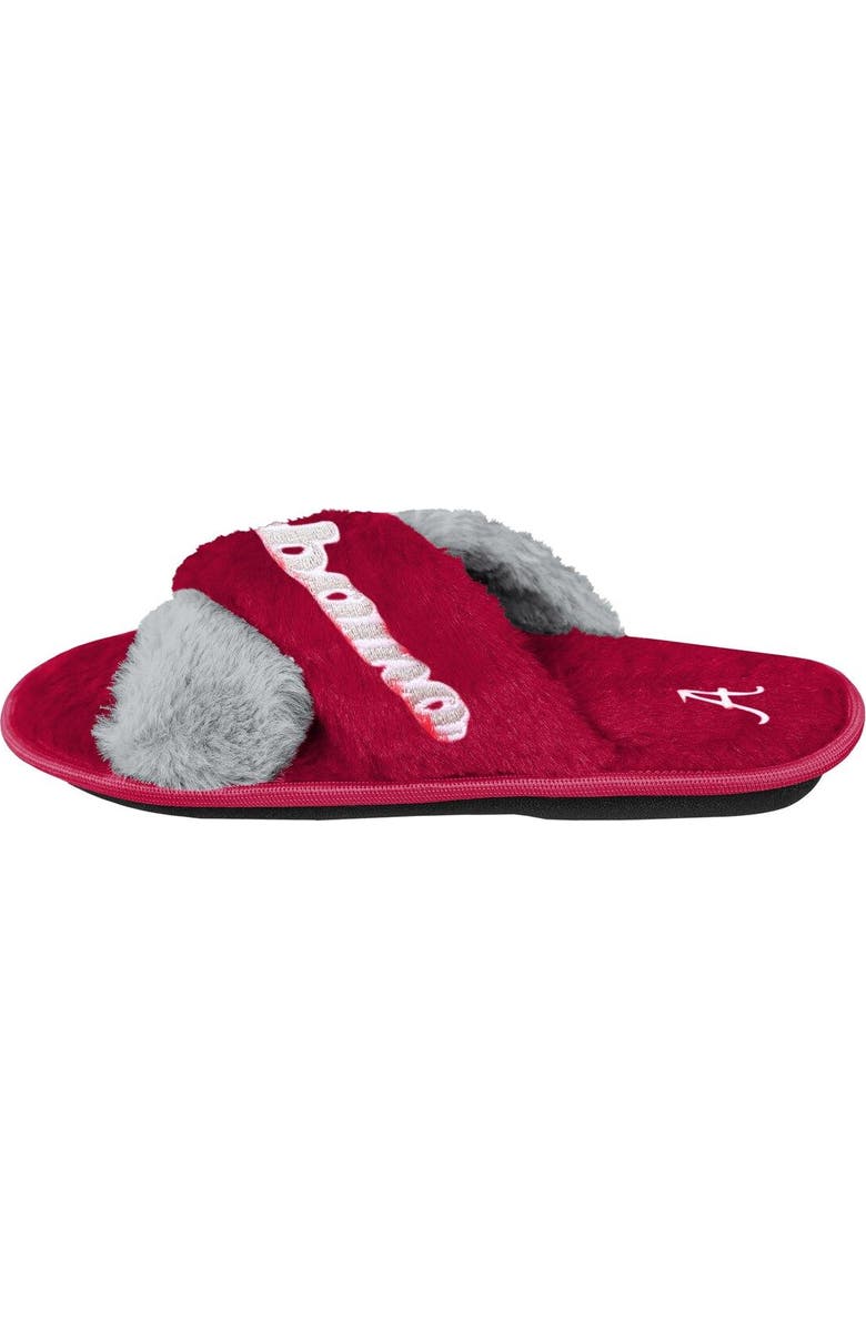 FOCO Women's FOCO Crimson Alabama Crimson Tide Two-Tone Crossover Faux Fur Slide Slippers, Alternate, color,