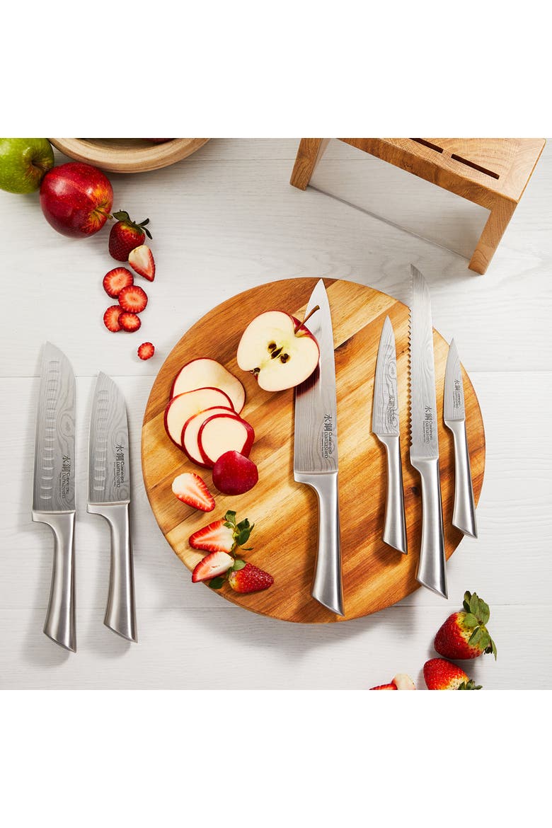 Damashiro® Mizu 7-Piece Knife Block, Alternate, color, Silver