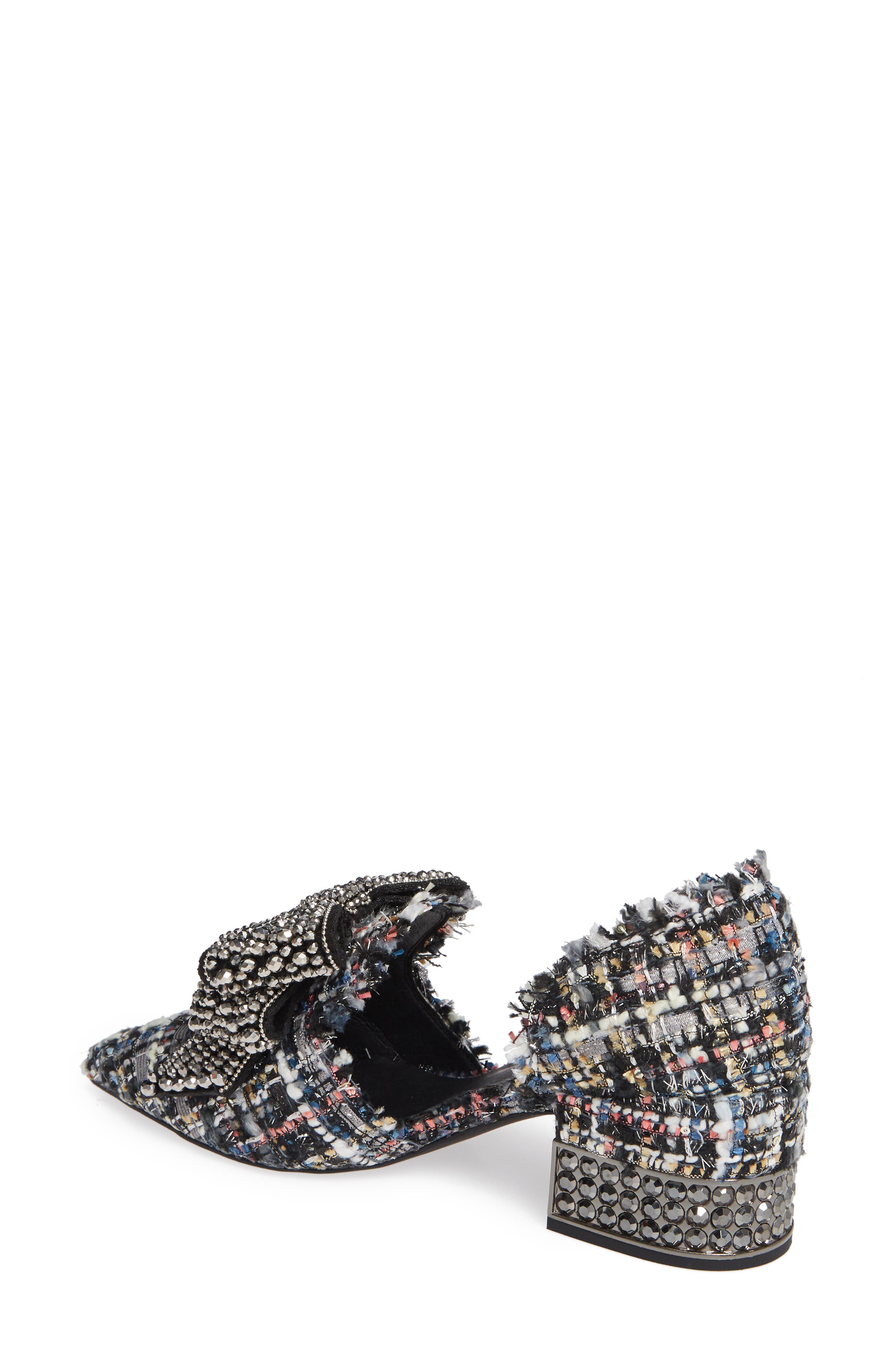 Valenti Embellished Bow Loafer, Alternate, color, BLACK MULTI TWEED PEWTER