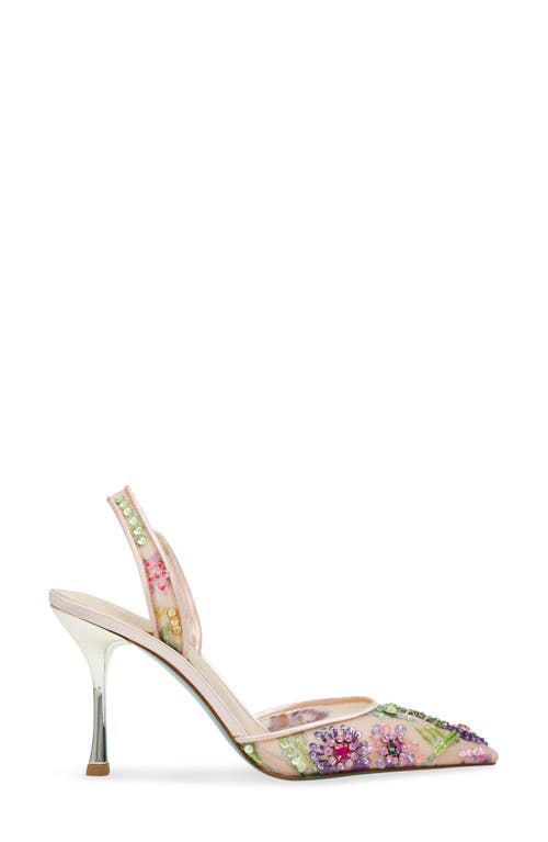 Betsey Johnson Velma Pointed Toe Slingback Pump In Light Beige Multi