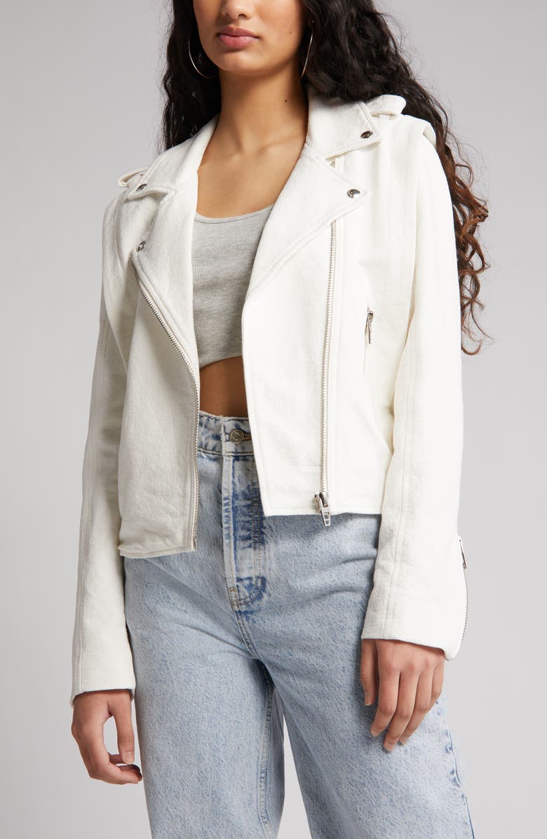 BLANKNYC Cotton Crepe Moto Jacket, Alternate, color,