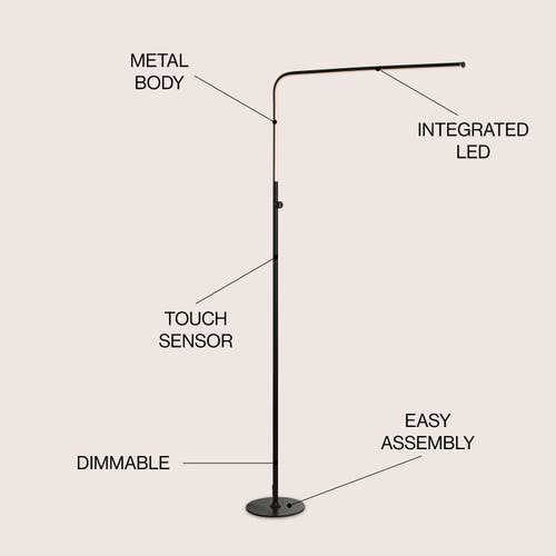 Jonathan Y Natalie 63" Led Integrated Floor Lamp In Black
