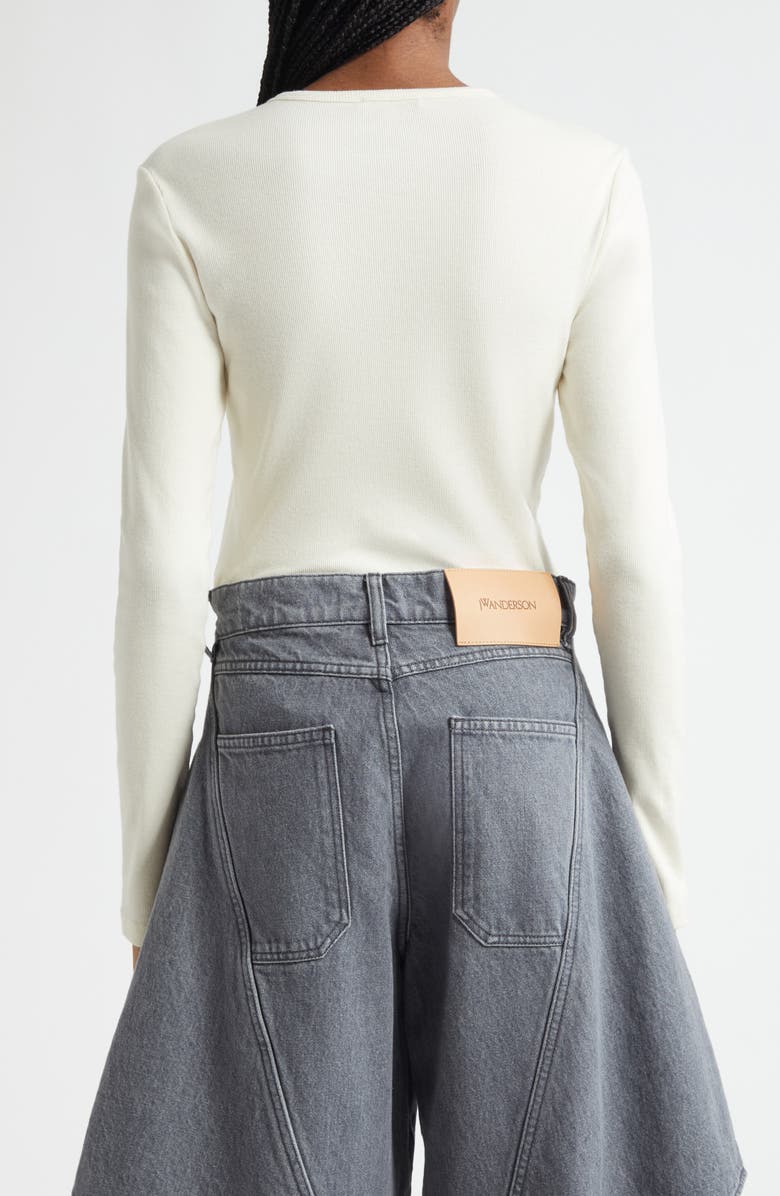 JW Anderson Anchor Embroidered Long Sleeve Underpinning Top, Alternate, color, 002 Off White