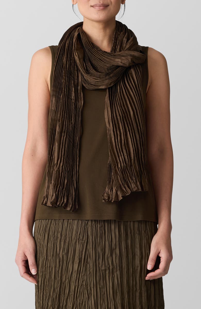 Eileen Fisher Whisper Crushed Silk Scarf, Main, color, Brnch