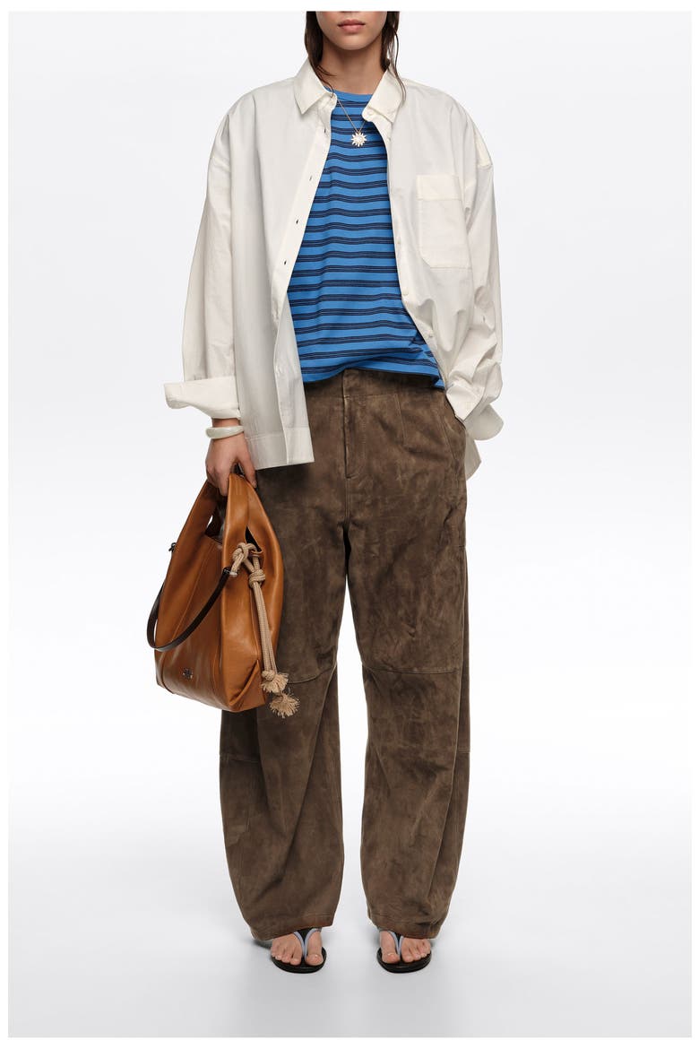 Striped Cropped T-shirt With Embroidered Logo, Alternate, color, BLUE