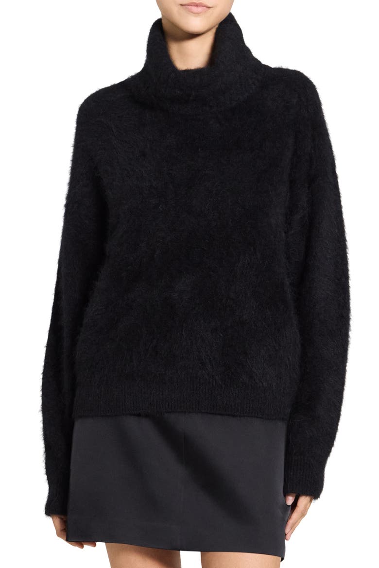 Merino Wool & Brushed Cashmere Turtleneck Sweater, Main, color, BLACK - 001