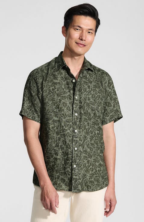 Traditional Fit Short Sleeve Linen Shirt