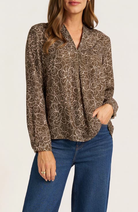 Kensal Floral Print V-Neck Long Sleeve Top