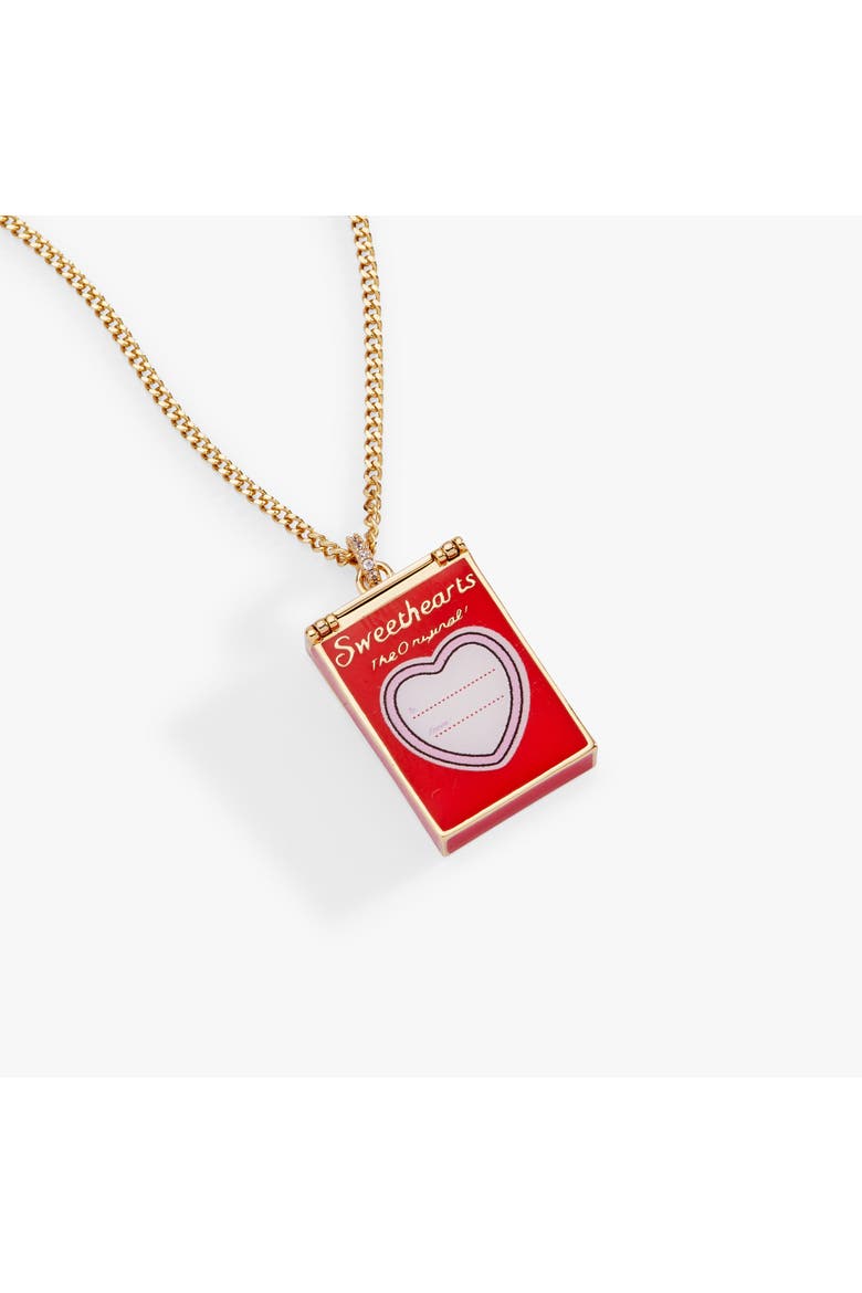 Sweethearts® Box Locket And Heart Charm Necklace, Alternate, color, Gold