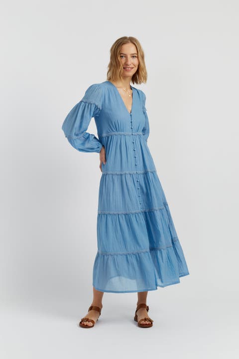 Cotton Rainbow Scallop Dress