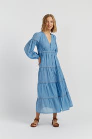 Chinti & Parker Cotton Rainbow Scallop Dress