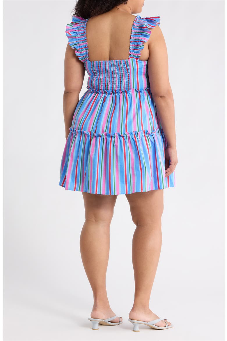 Cabina Floral Ruffle Tiered Cotton Mini Sundress, Alternate, color, PINK-BLUE-GREEN