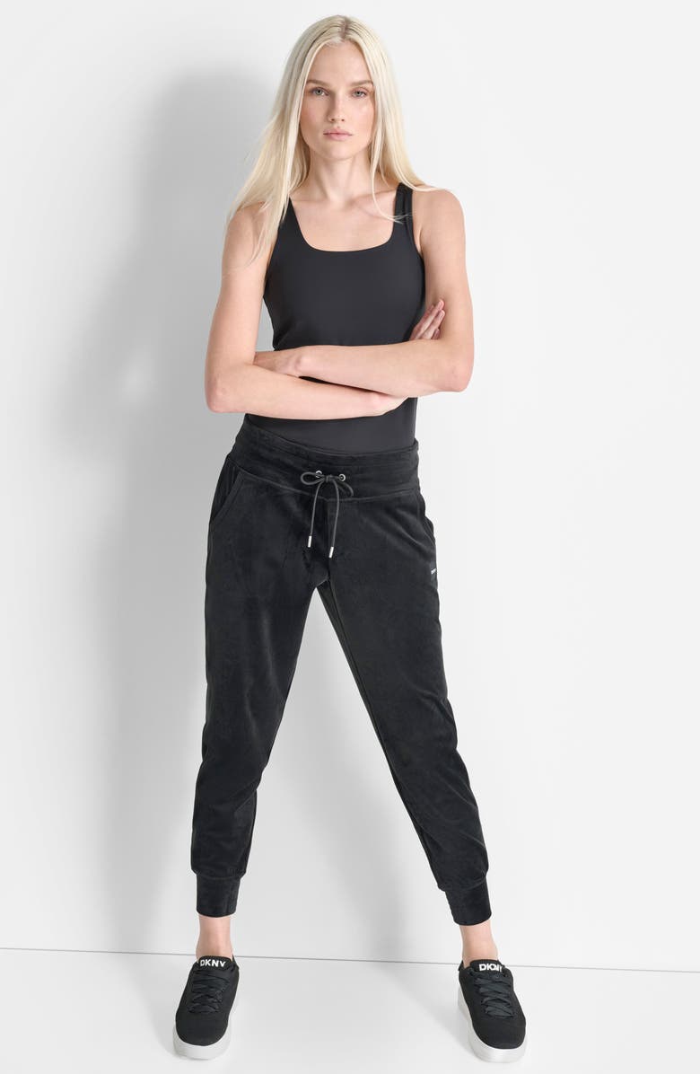 DKNY Platinum Velour Slim Fit Joggers, Alternate, color,