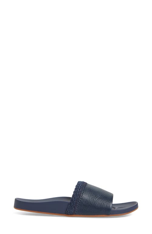 Olukai Pākea Leather Slide Sandal In Blue
