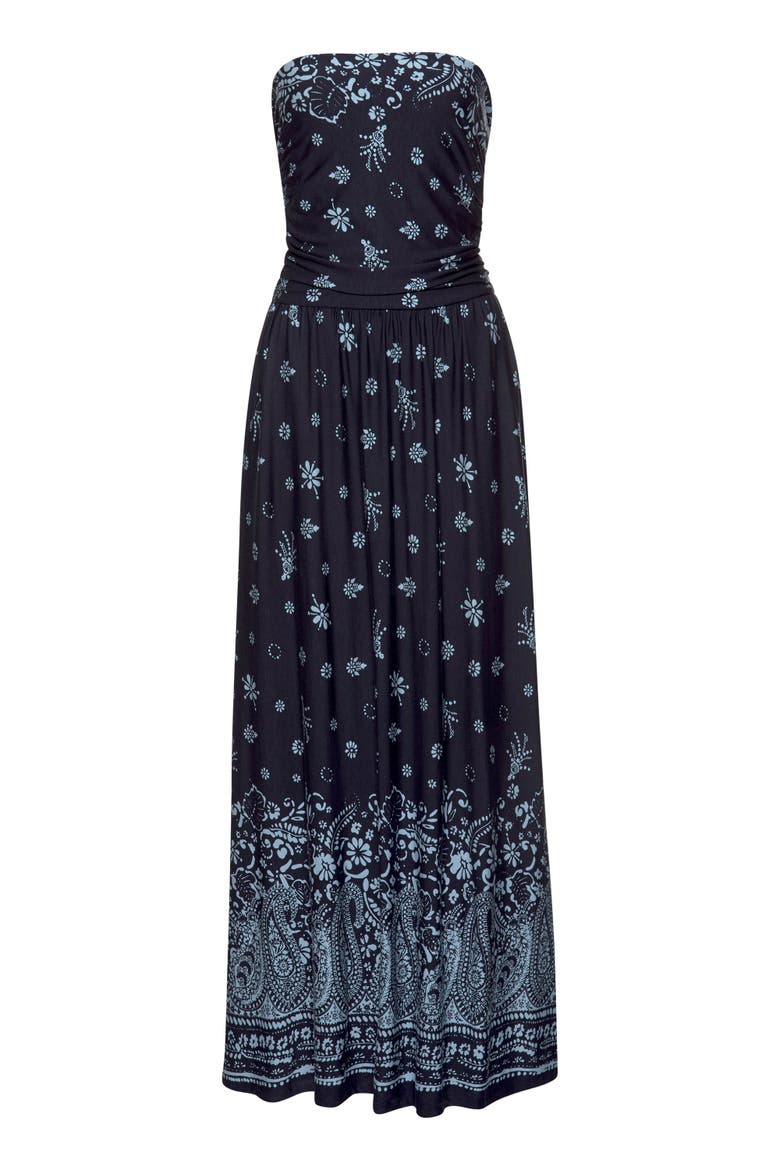 Bandeau Maxi Dress, Alternate, color, Navy Printed