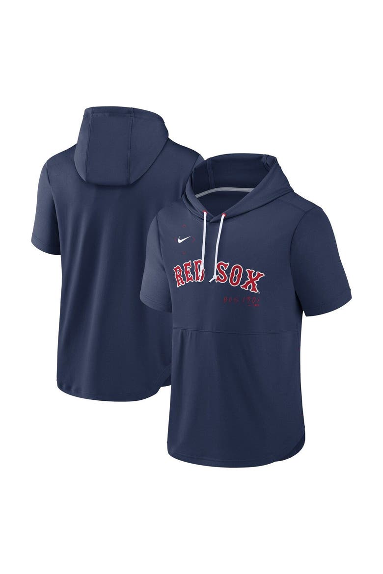 Men's Nike Navy Boston Red Sox Springer Short Sleeve Team Pullover Hoodie, Main, color, Navy