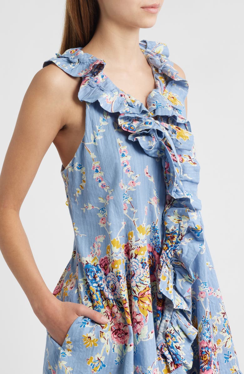 LOVE THE LABEL Bowie Floral Ruffle Detail Cotton Dress, Alternate, color, 