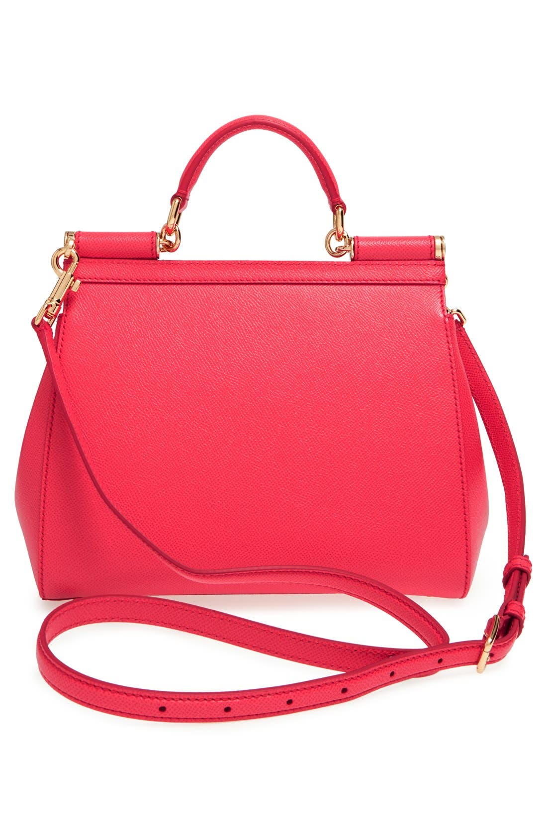 Dolce&Gabbana 'Small Miss Sicily' Leather Satchel, Alternate, color, Hibiscus