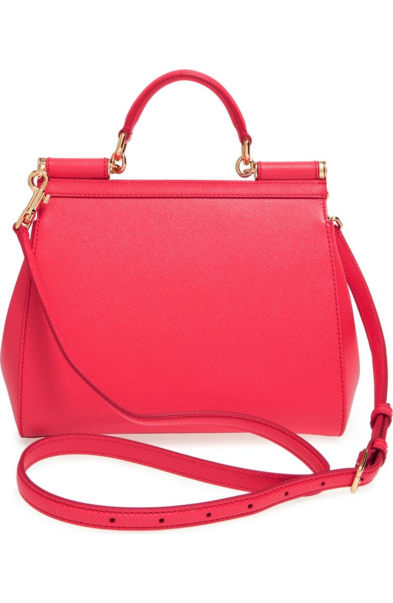 Dolce&Gabbana 'Small Miss Sicily' Leather Satchel, Alternate, color, Hibiscus