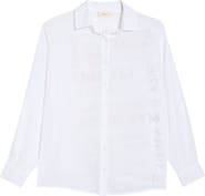 Elan Printed Semisheer Cotton Button-Up Cover-Up Shirt