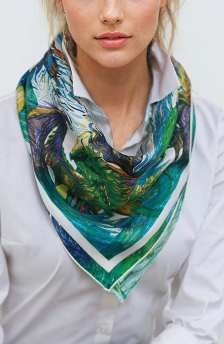 Jessie Zhao New York Silk Scarf of Summer Forest Imagination, Alternate, color, 