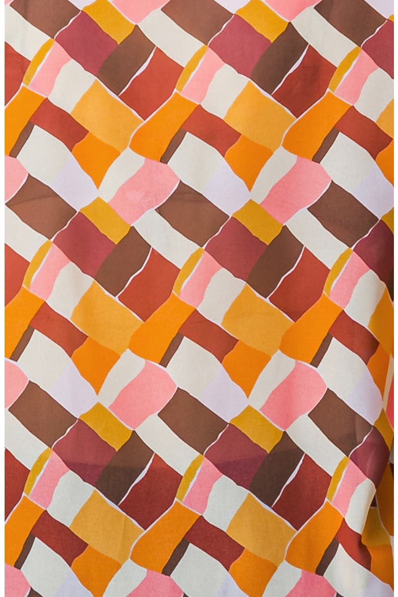 Geometric Print Long Sleeve Button-Up Shirt, Alternate, color, MUSTARD BROWN
