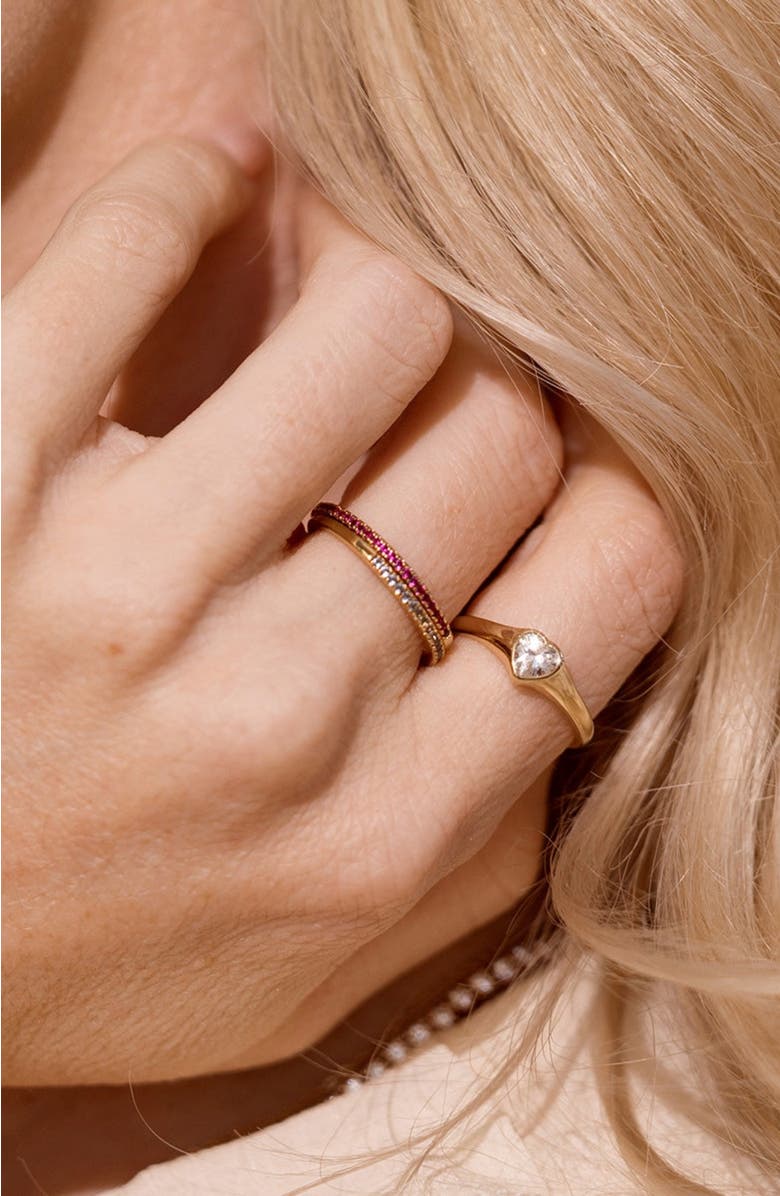 MADE BY MARY CZ Heart Signet Ring, Alternate, color, Silver