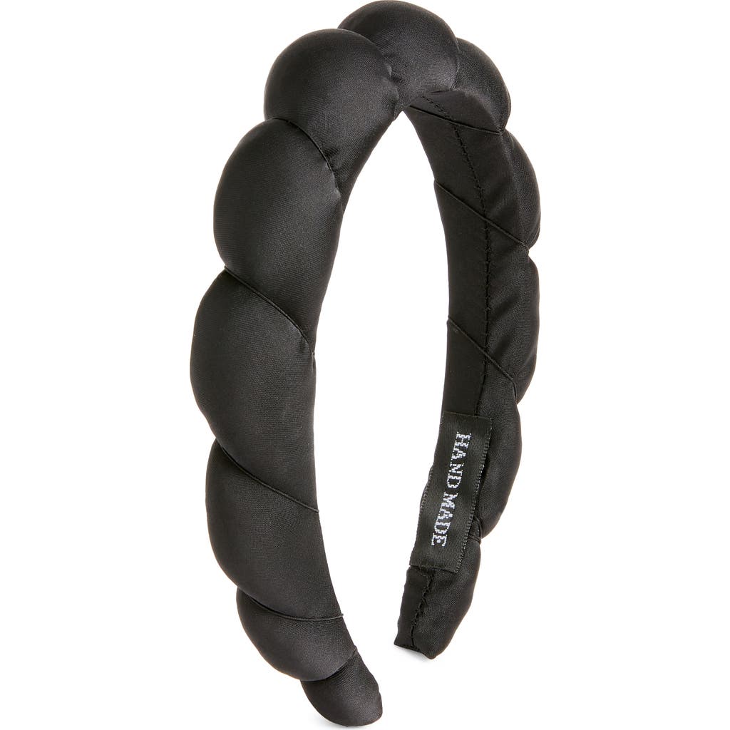 Tasha Padded Satin Headband In Black
