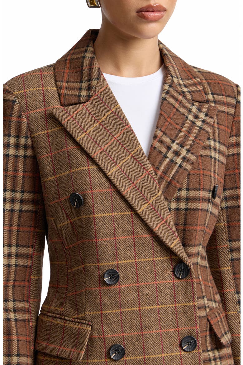 Mixed Plaid Hourglass Jacket, Alternate, color, BROWN CHEVRON PLAID