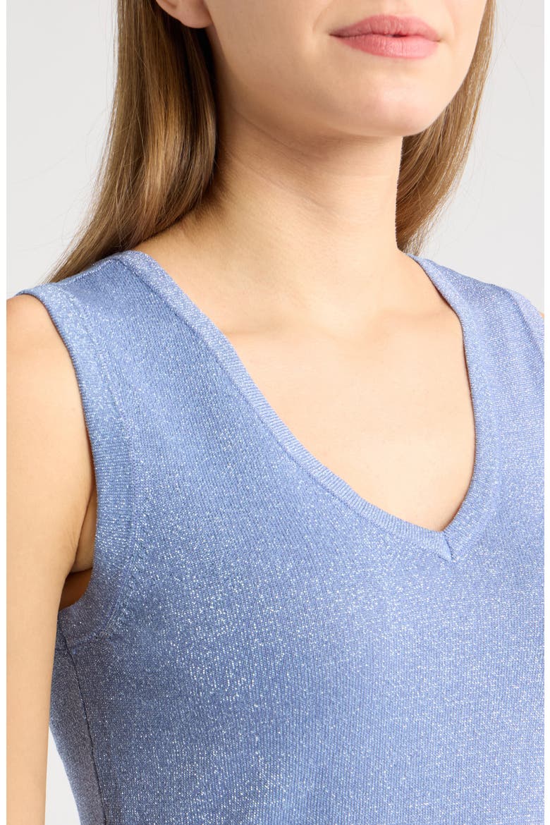 Metallic V-Neck Sweater Tank, Alternate, color, BLUE FROST