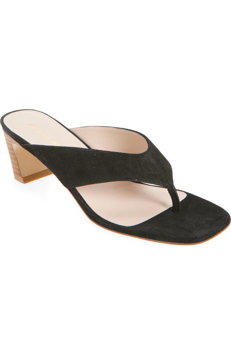 Stuart Weitzman Stassi 50 Thong Sandal, Main, color, Black/ New Camel